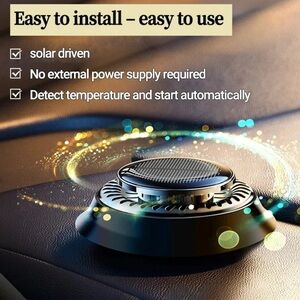 Solar-Powered Car Dashboard Fan - Black